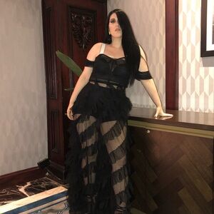 Black Sheer Ruffle Dress